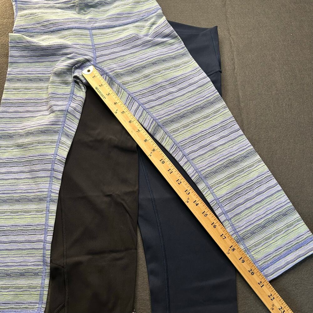 3 Lululemon leggings Lot Size 6 black blue 21” inseam athletic workout pants - Picture 3 of 7